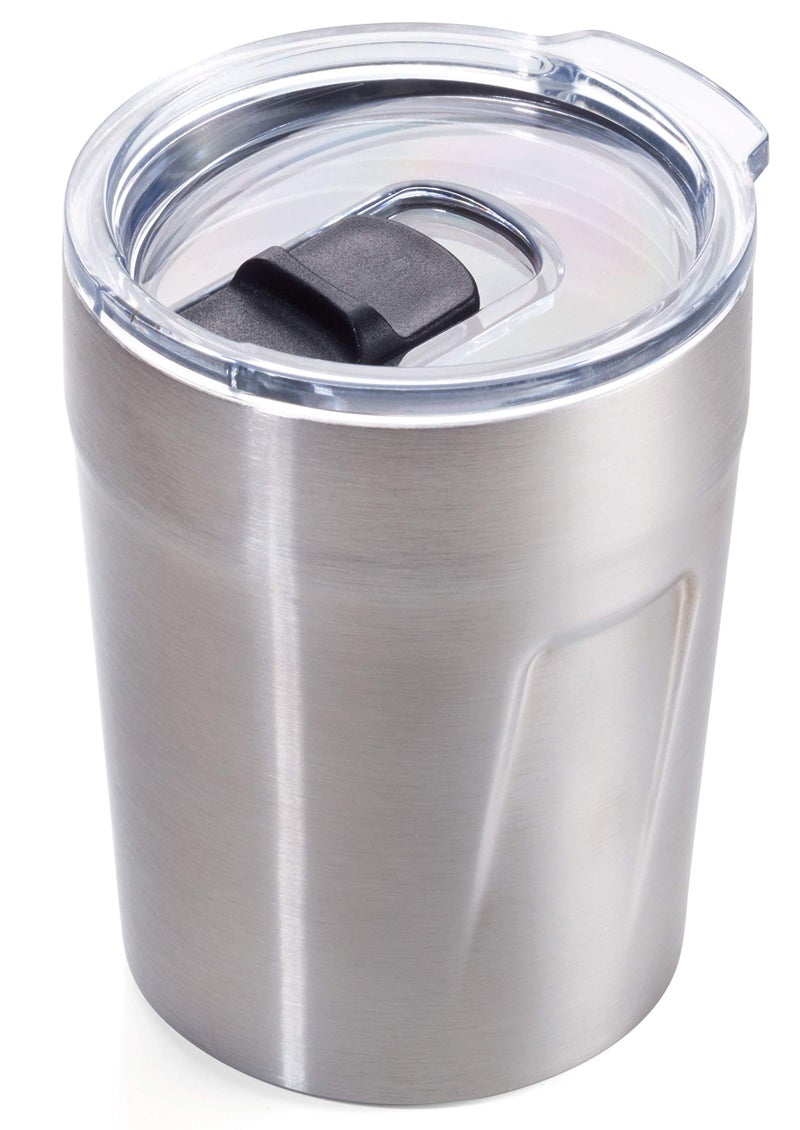 Troika Espresso Double Wall Insulation Vacuum Mug - Max 160ml - Lid (BPA Free) Locking Slider, Spill Proof - 201 and 304 Stainless Steel - Image 1